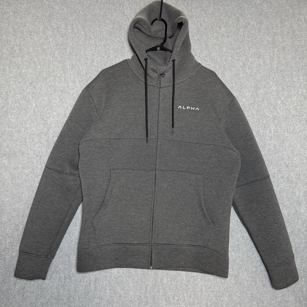 Alpha Lite Fleece Jacket Mens XL Gray Hoodie Fleece 4.0 Full Zip Pockets Coat